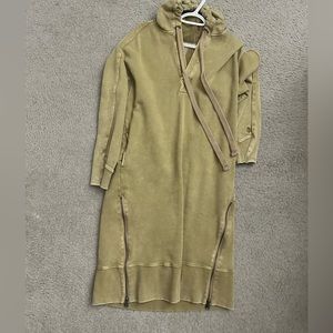 Ash Brown Free People Spur of the Moment Hooded Sweatshirt Tunic Dress